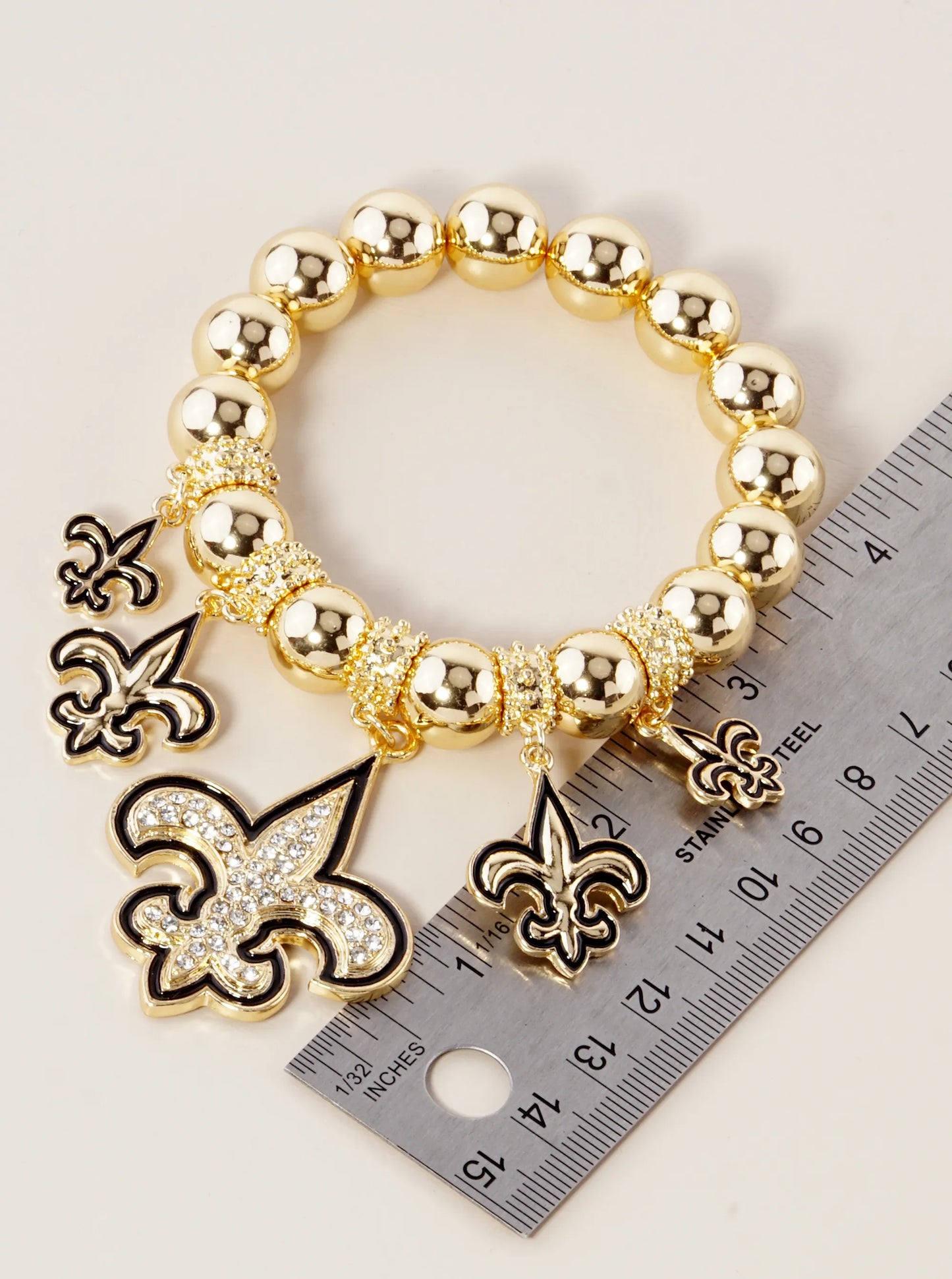 New Orleans Saints Fleur De Lis Rhinestone Stretch Bracelet