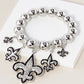 New Orleans Saints Fleur De Lis Rhinestone Stretch Bracelet