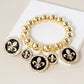 New Orleans Saints Fleur De Lis Rhinestone Stretch Bracelet
