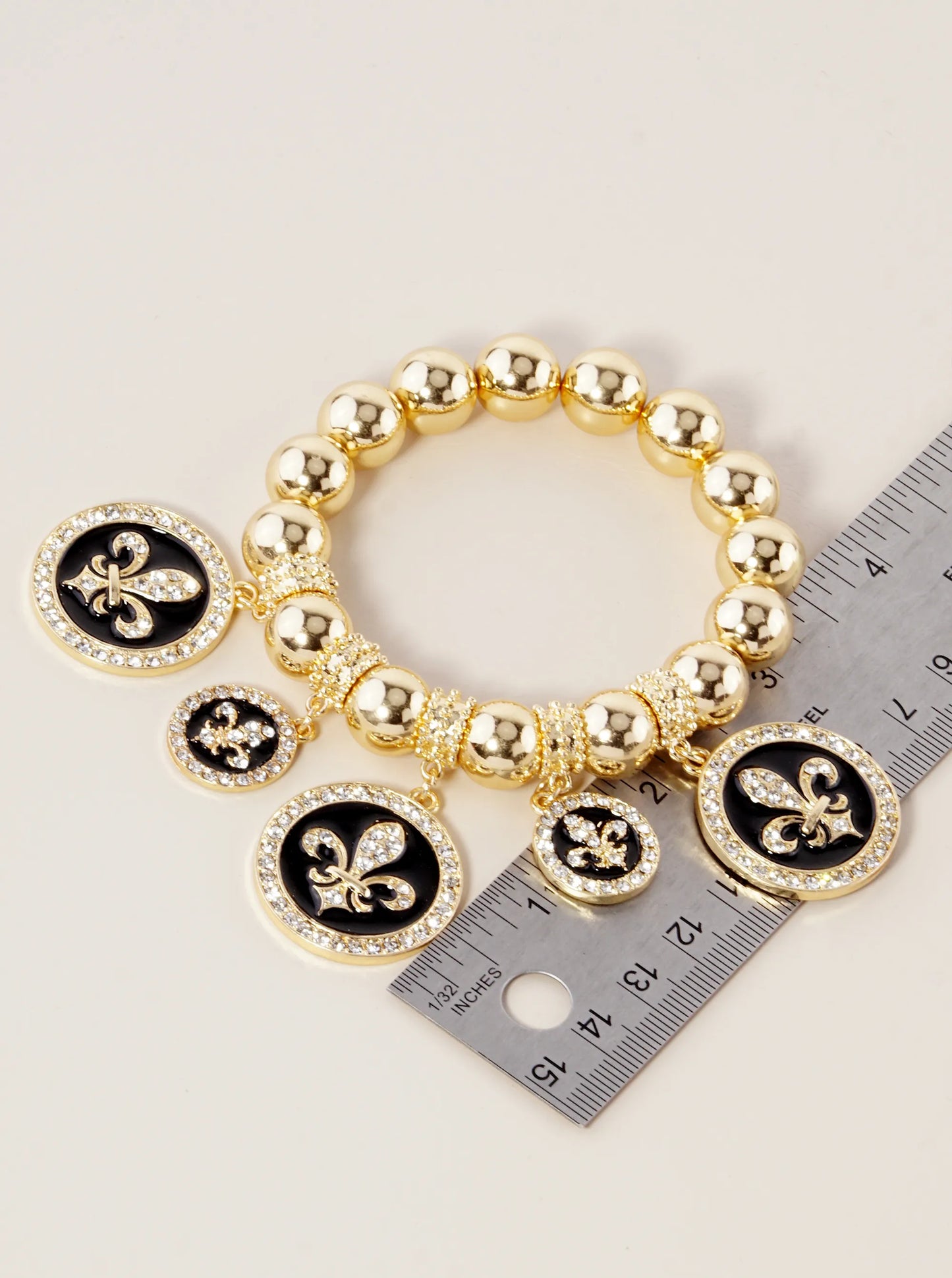 New Orleans Saints Fleur De Lis Rhinestone Stretch Bracelet