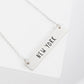 New York Engraved Horizontal Bar Pendant Necklace