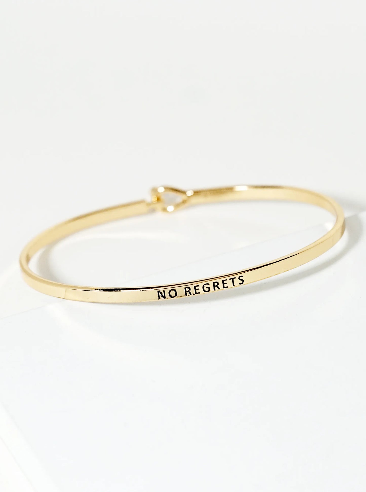 No Regrets Engraved Inspirational Bangle Bracelet