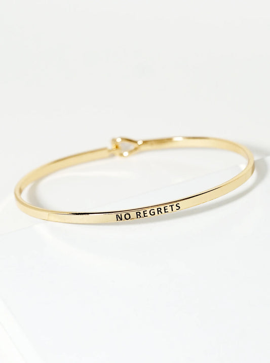 No Regrets Engraved Inspirational Bangle Bracelet