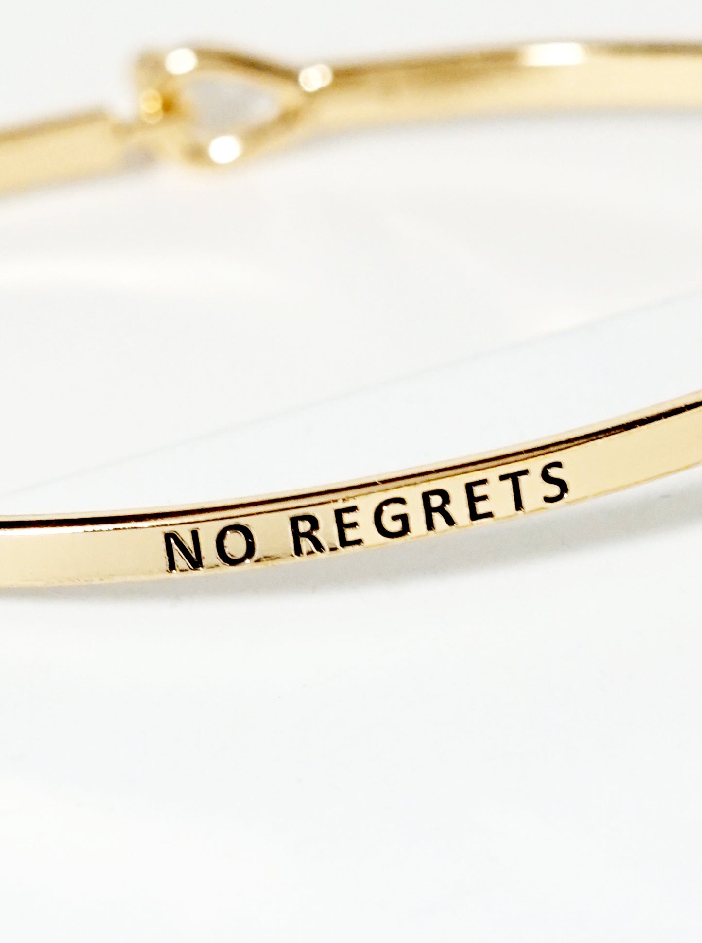 No Regrets Engraved Inspirational Bangle Bracelet