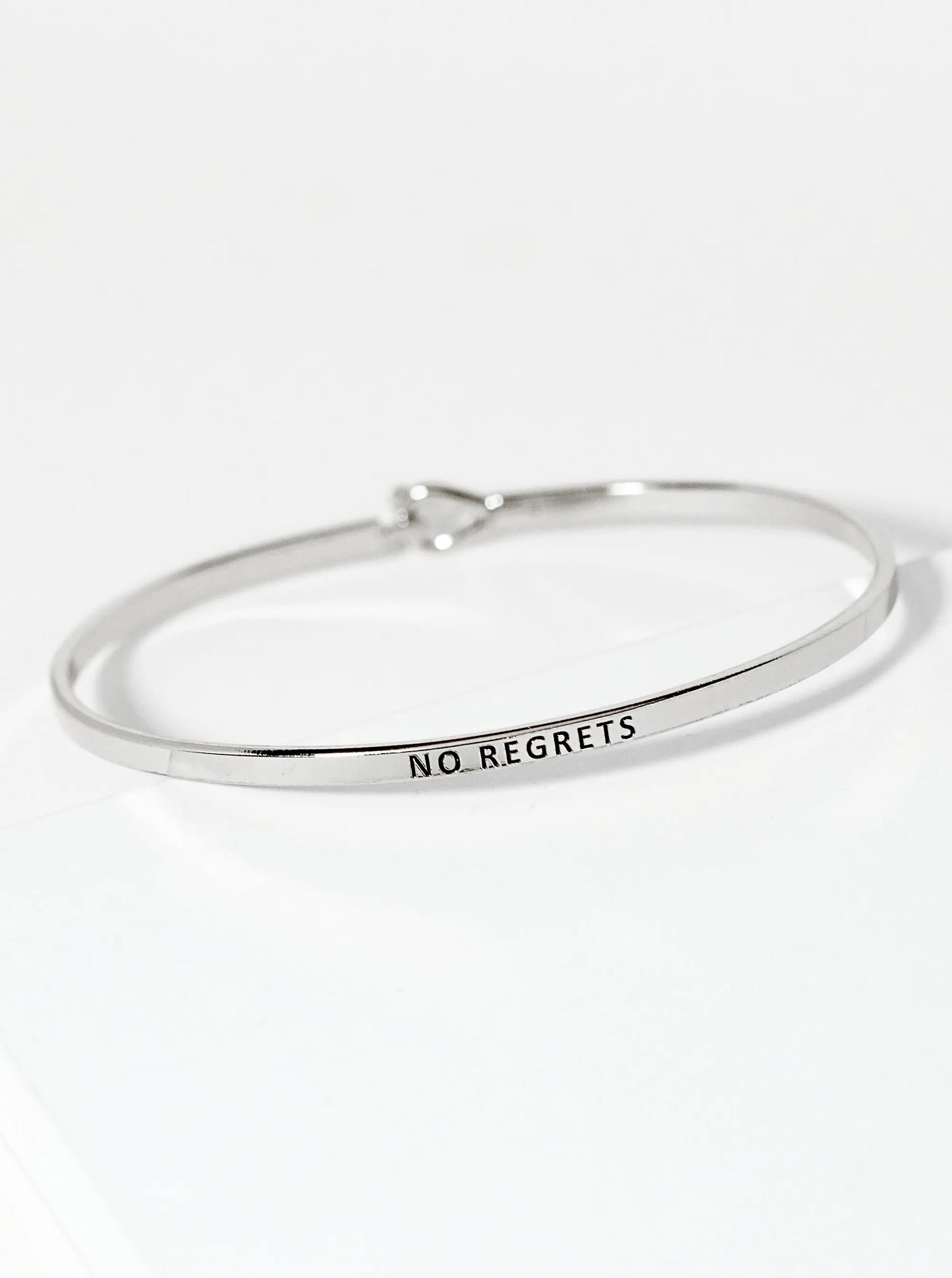 No Regrets Engraved Inspirational Bangle Bracelet