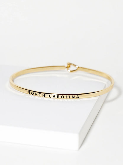 North Carolina Engraved Inspirational Bangle Bracelet