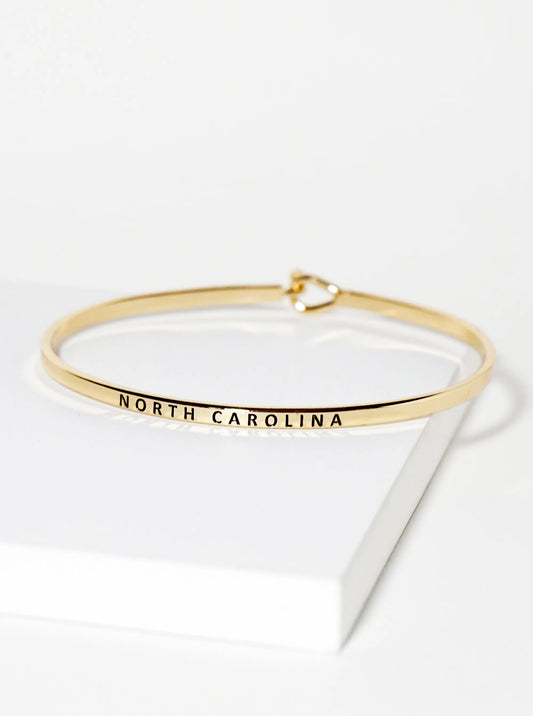 North Carolina Engraved Inspirational Bangle Bracelet