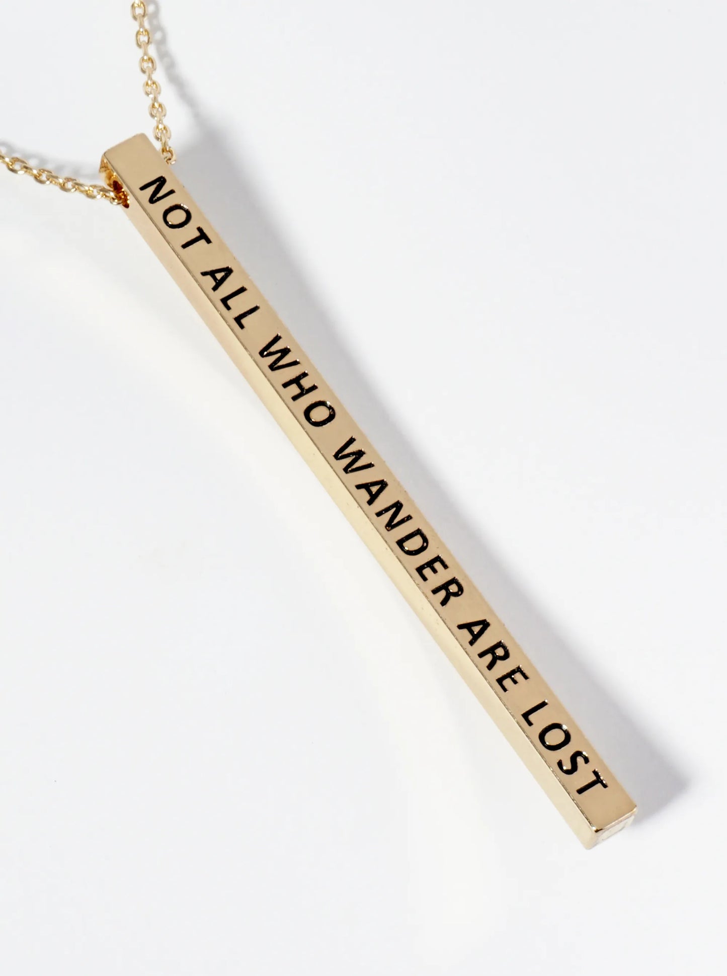Not All Who Wander Are Lost Engraved Vertical Bar Pendant Inspirational Necklace