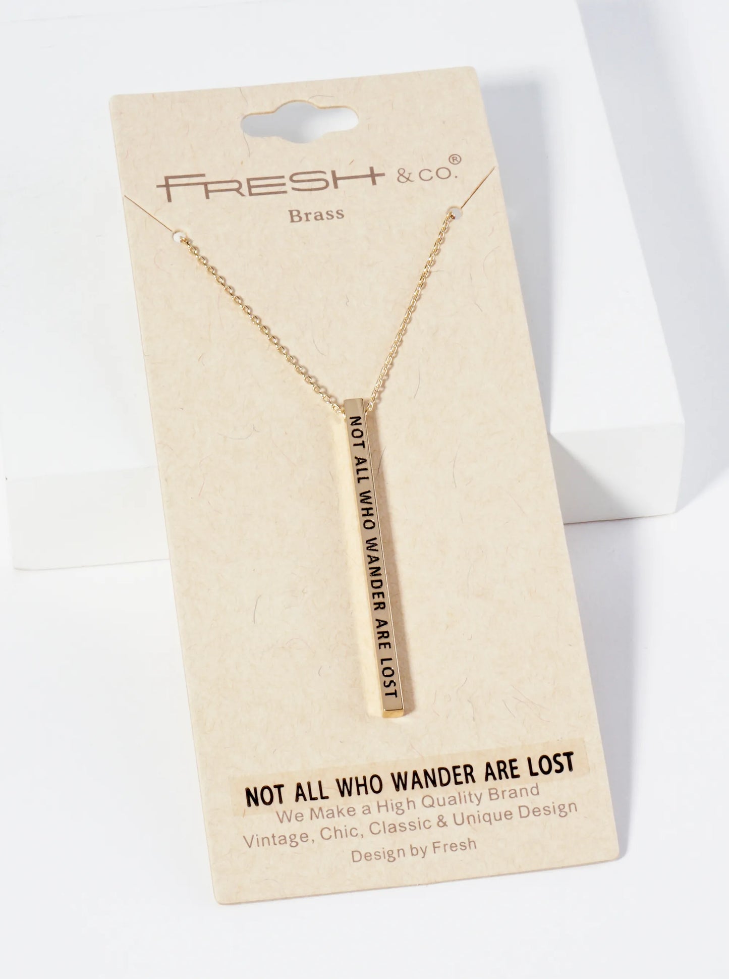 Not All Who Wander Are Lost Engraved Vertical Bar Pendant Inspirational Necklace