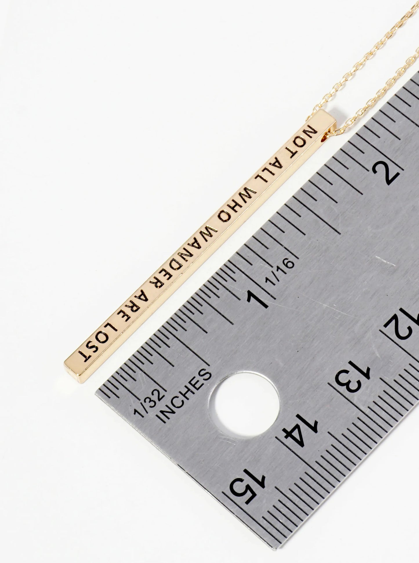 Not All Who Wander Are Lost Engraved Vertical Bar Pendant Inspirational Necklace