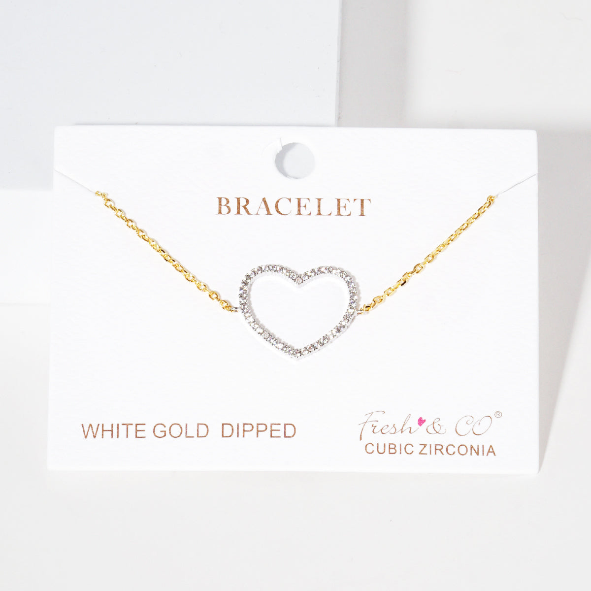 Pave Open Heart Charm Bracelet — PB1981