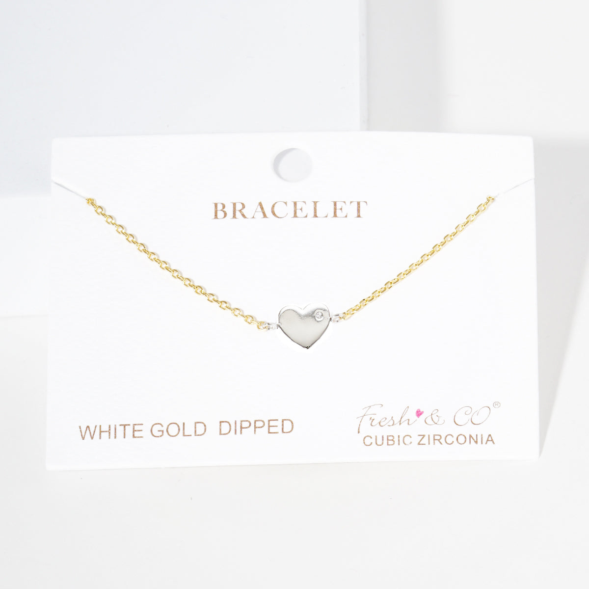Pave Heart Charm Bracelet — PB1992