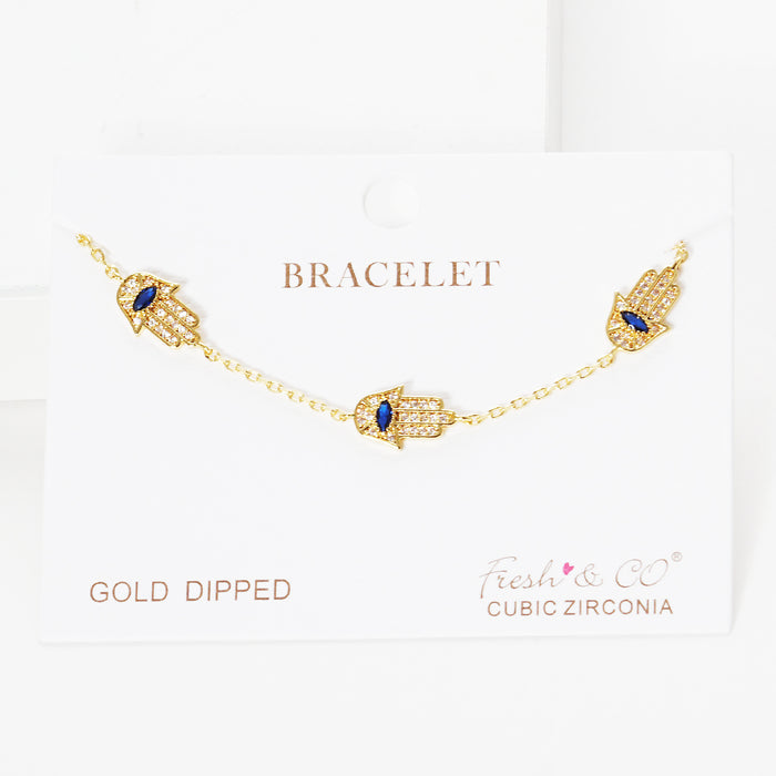 Hamsa Evil Eye Station Bracelet — PB2271
