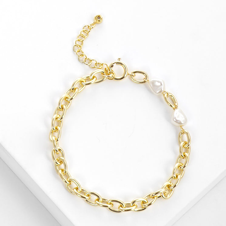 Pearl Paperclip Chain Bracelet — PB2747