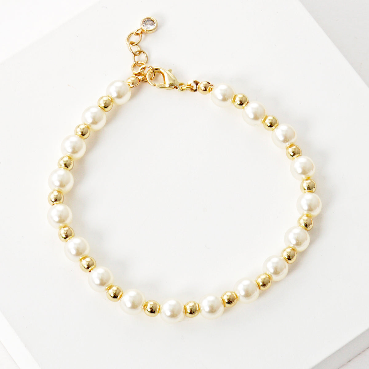 Metal Bead and Pearl Bracelet — PB2806