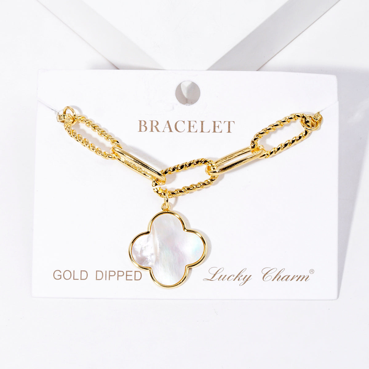 Enamel Clover Paperclip Chain Bracelet — PB2899