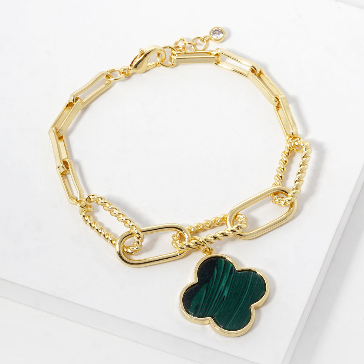 Enamel Clover Paperclip Chain Bracelet — PB2899