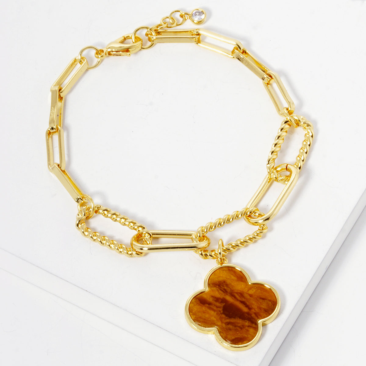 Enamel Clover Paperclip Chain Bracelet — PB2899