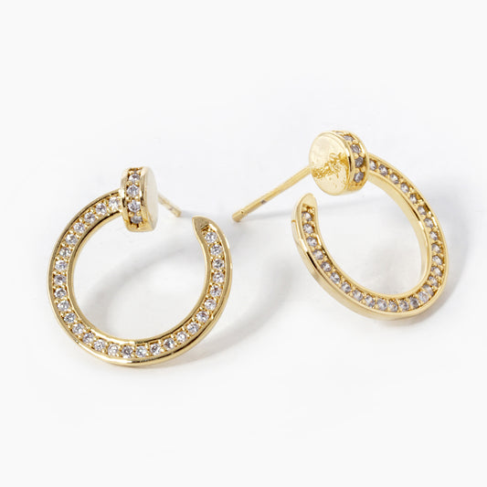 Gold Plated Pave Hoop Earrings
