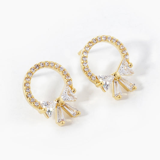 Gold Plated Round Ribbon Stud Earrings