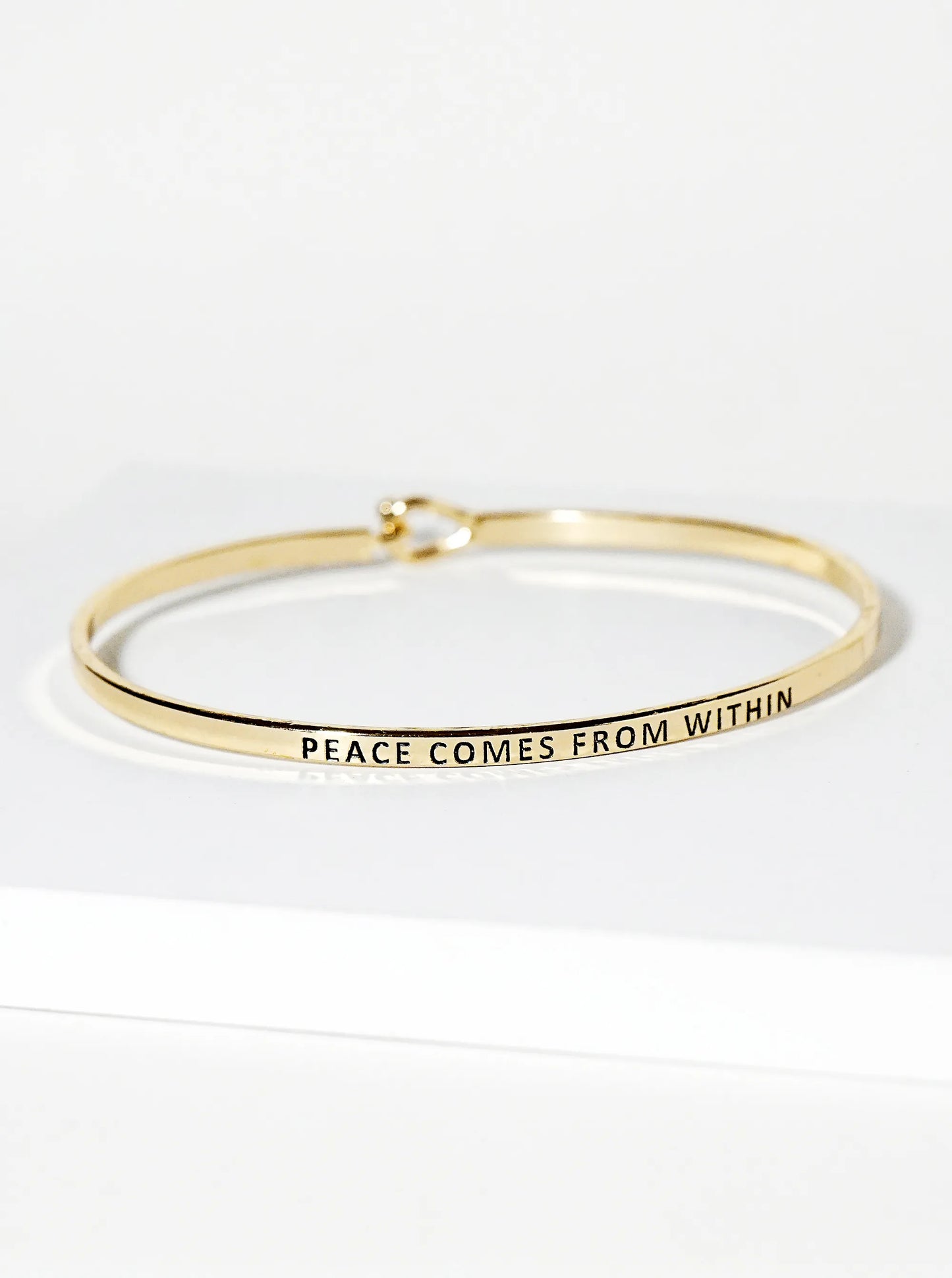 Peace Comes From Within Engraved Inspirational Bangle Bracelet