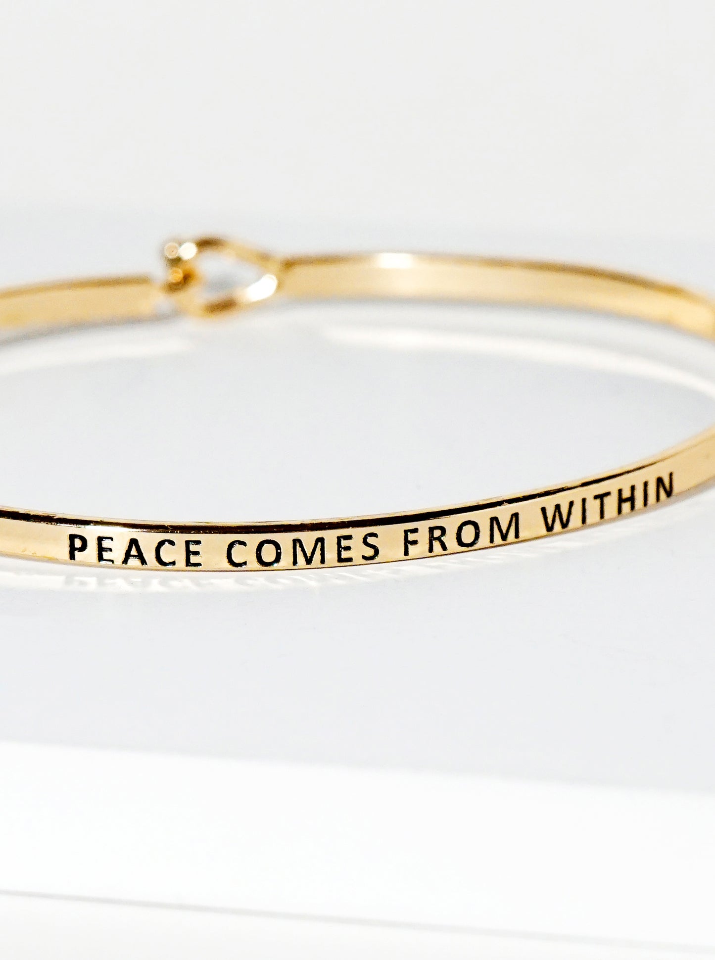 Peace Comes From Within Engraved Inspirational Bangle Bracelet