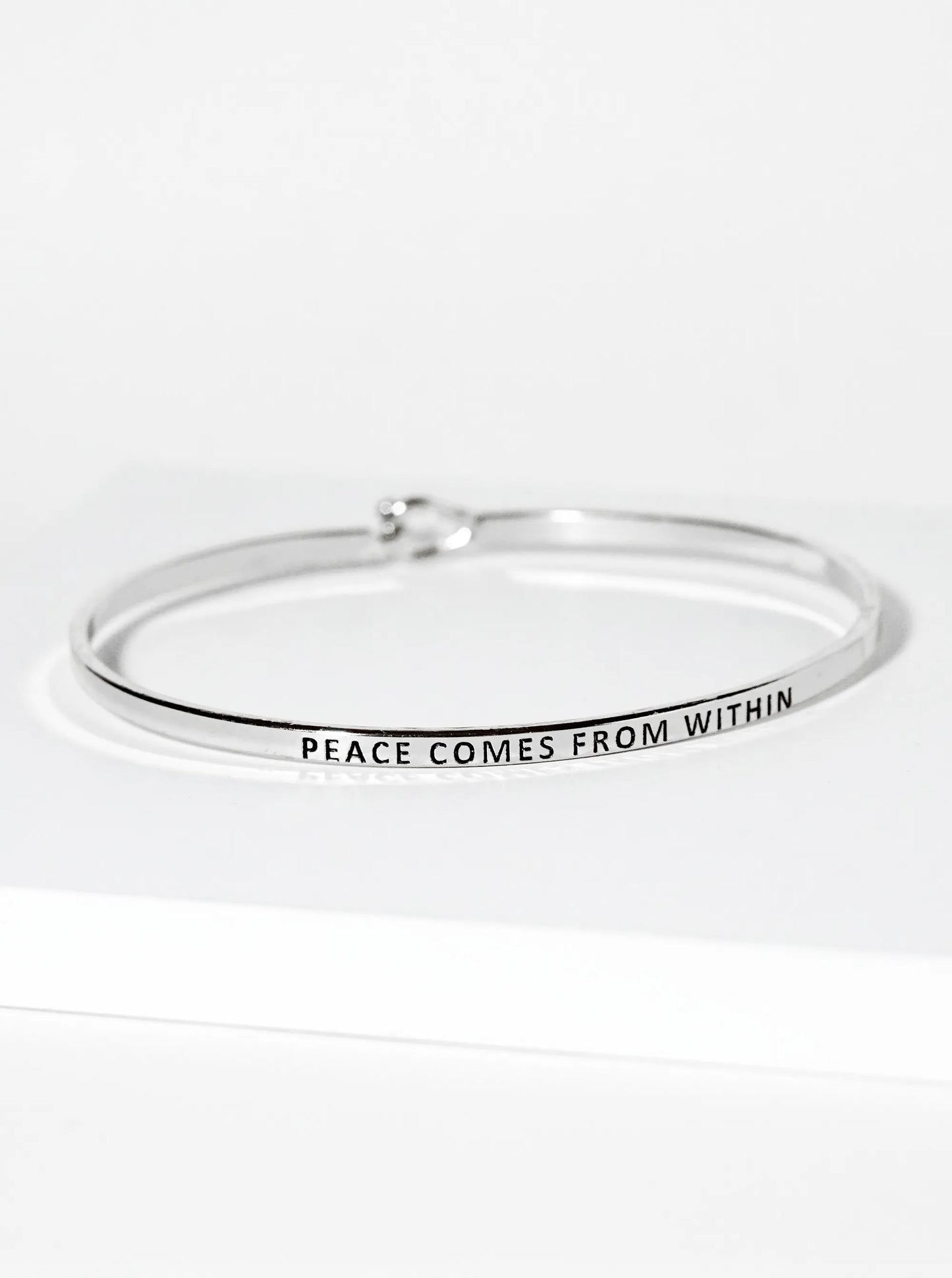 Peace Comes From Within Engraved Inspirational Bangle Bracelet