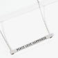 Peace Love Happiness Engraved 18K Gold Dipped Horizontal Brass Bar Pendant Inspirational Necklace