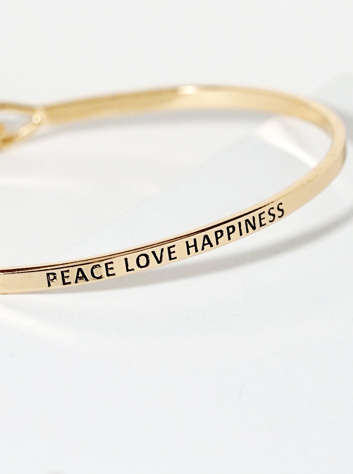 Peace Love Happiness Engraved Inspirational Bangle Bracelet