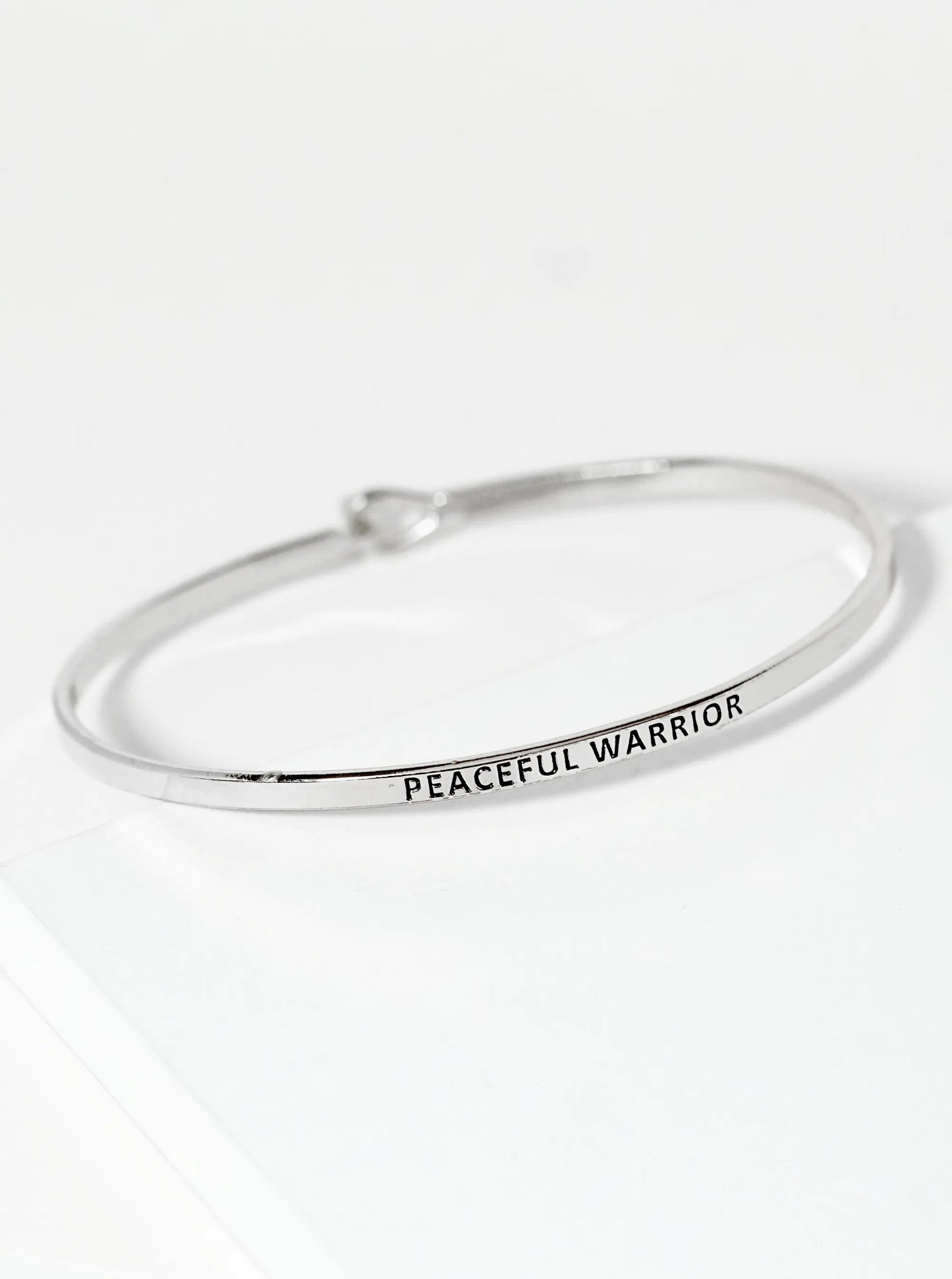 Peaceful Warrior Engraved Inspirational Bangle Bracelet