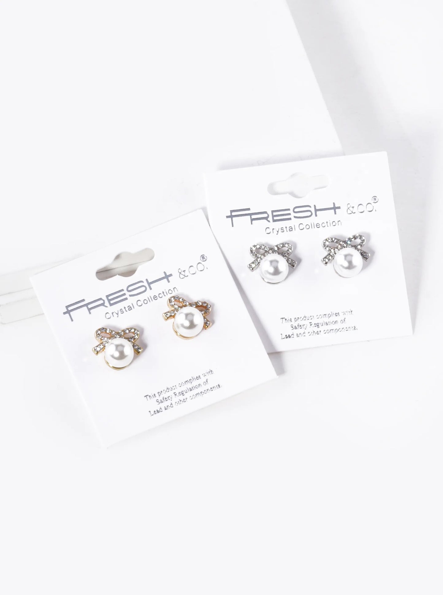 Pearl Bead Drop Crystal Pave Ribbon Bow Stud Earrings