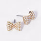 Crystal Pave 8mm Ribbon Bow Stud Earrings