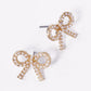 Crystal Pave Ribbon Bow Stud Earrings