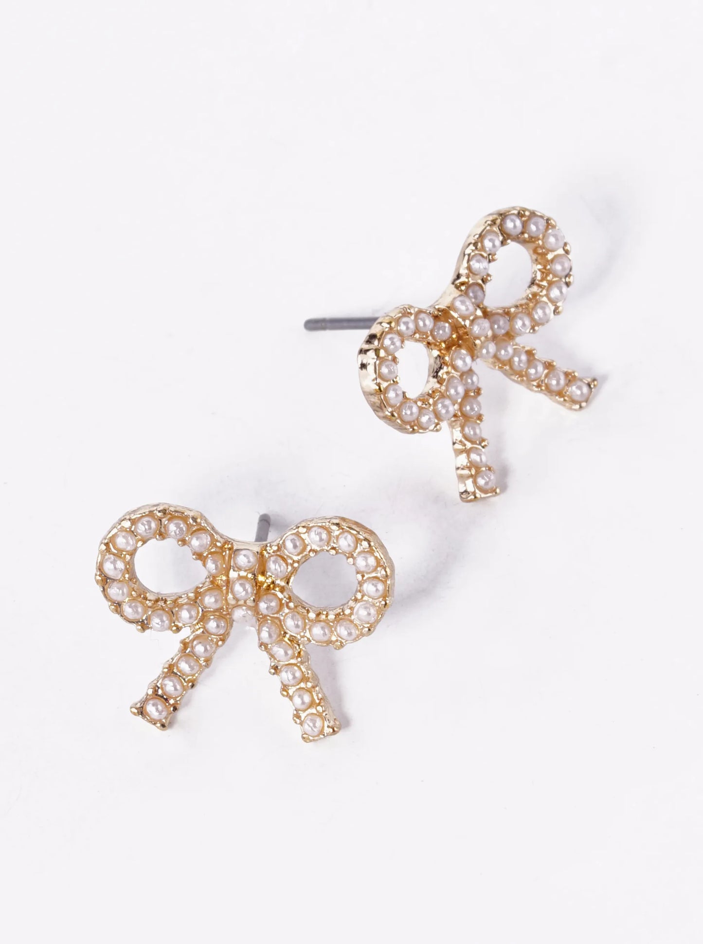 Crystal Pave Ribbon Bow Stud Earrings