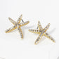 Pearl And Crystal Pave 20mm Starfish Stud Earrings