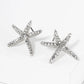 Pearl And Crystal Pave 20mm Starfish Stud Earrings