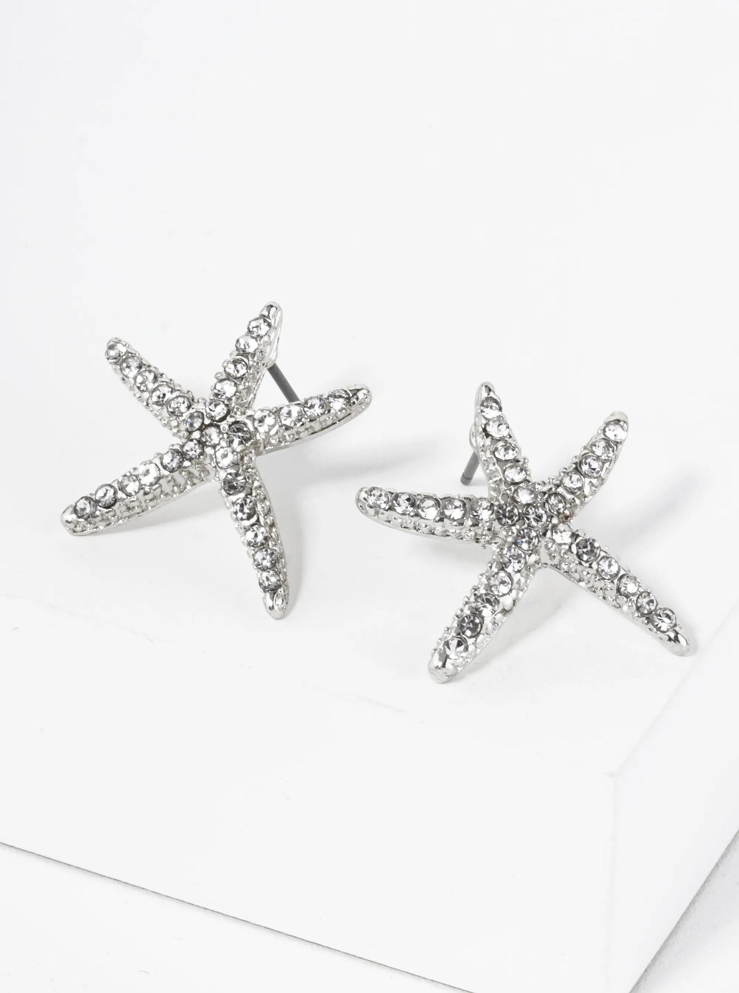 Pearl And Crystal Pave 20mm Starfish Stud Earrings