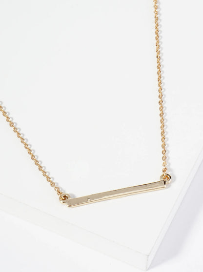 Polished Metal 1 Inch Horizontal Bar Pendant Necklace