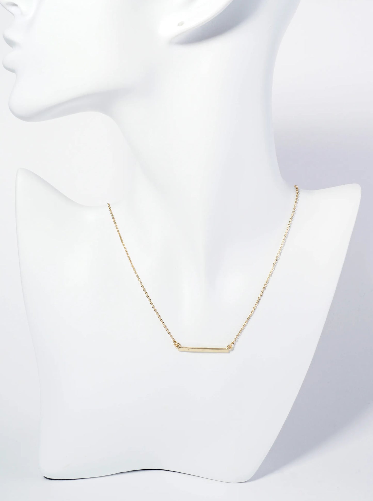 Polished Metal 1 Inch Horizontal Bar Pendant Necklace