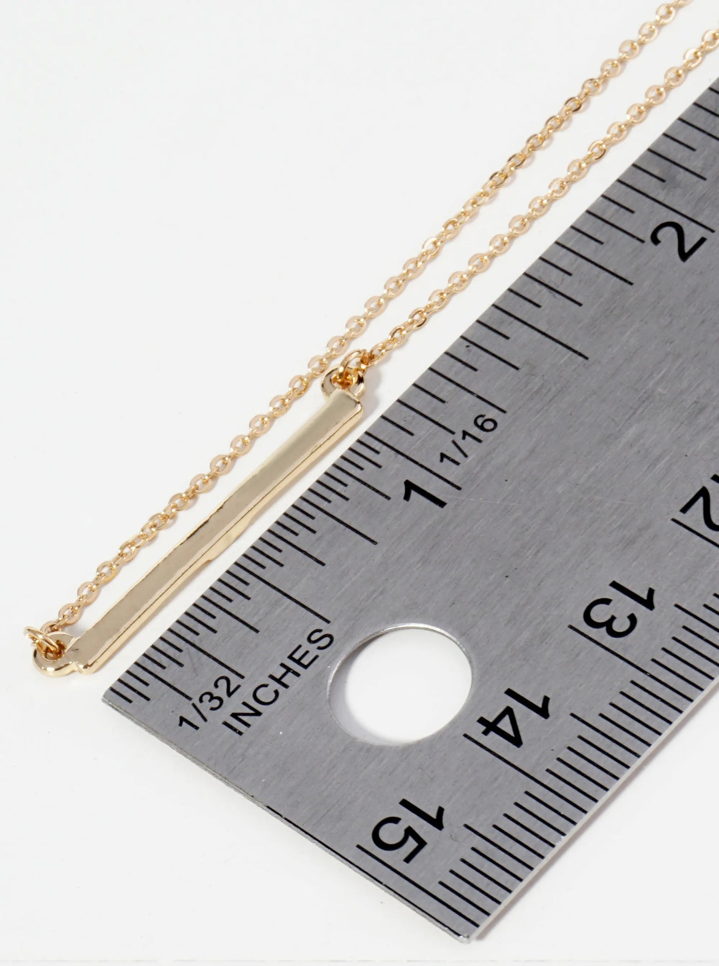 Polished Metal 1 Inch Horizontal Bar Pendant Necklace