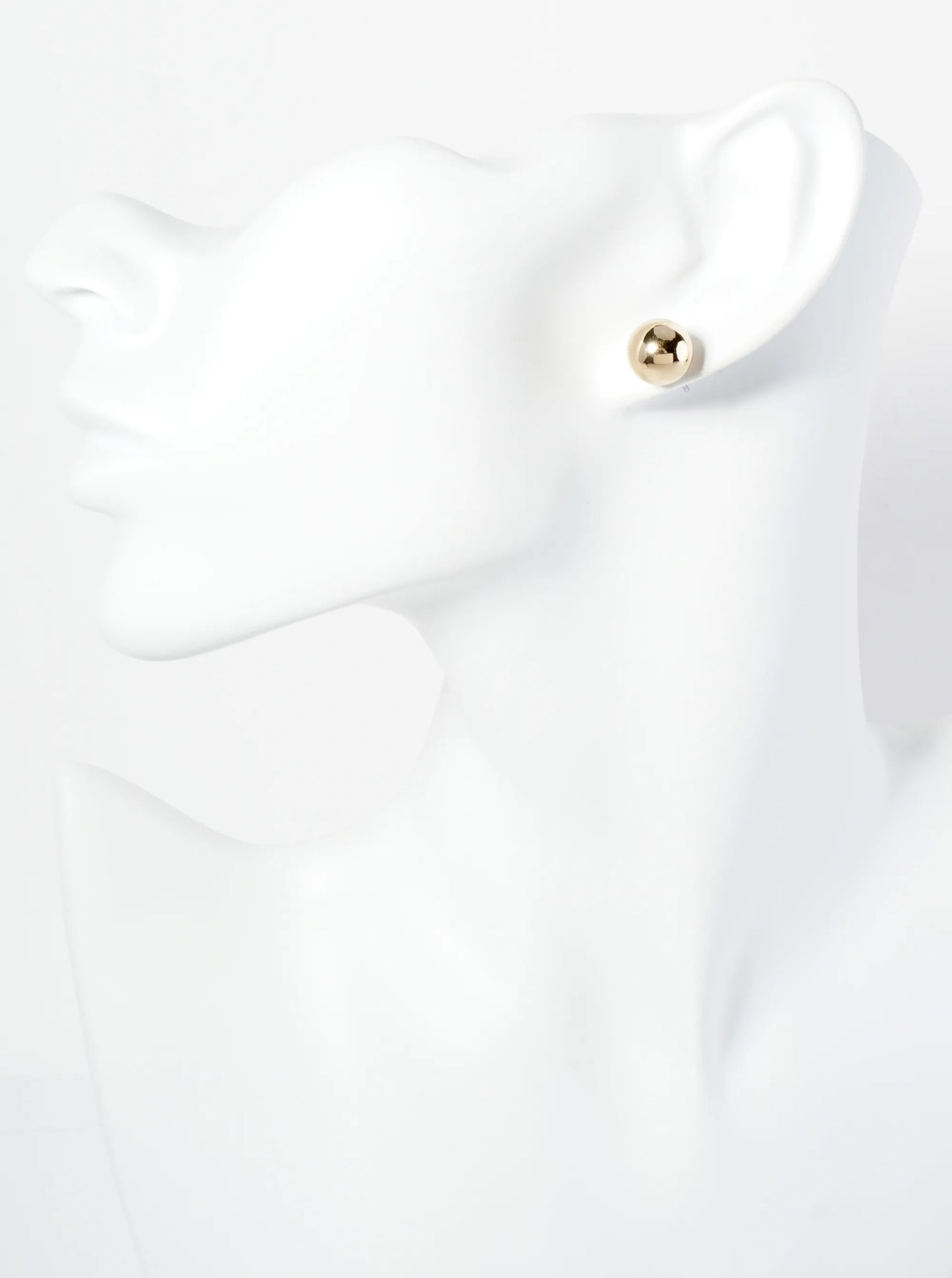 Polished Metal 10mm Brass Ball Stud Earrings