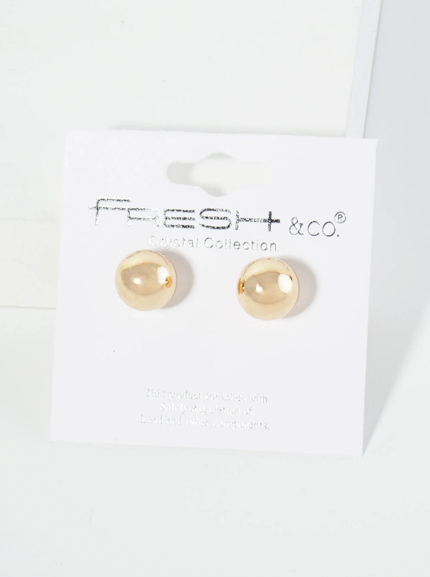 Polished Metal 10mm Brass Ball Stud Earrings
