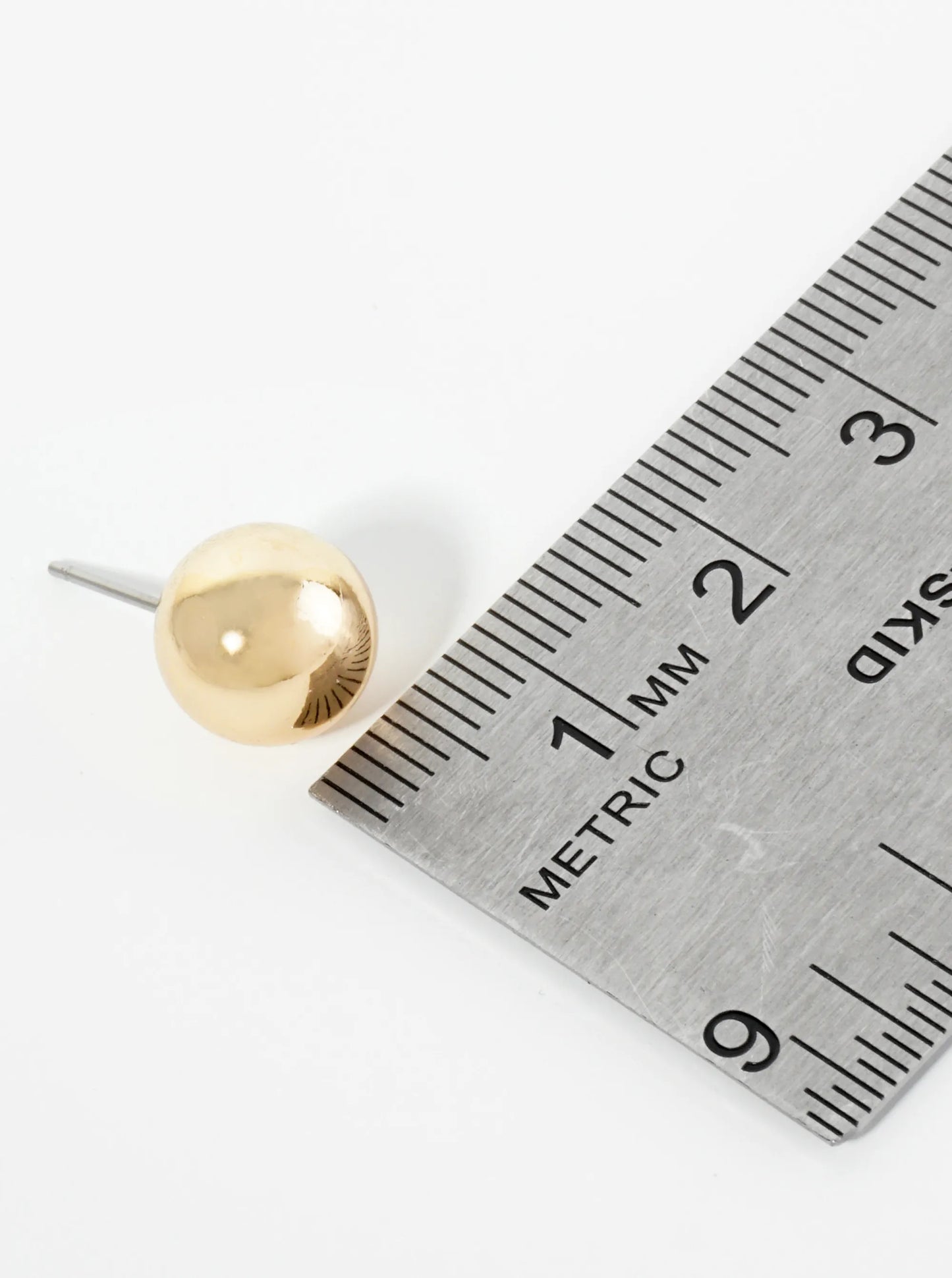 Polished Metal 10mm Brass Ball Stud Earrings