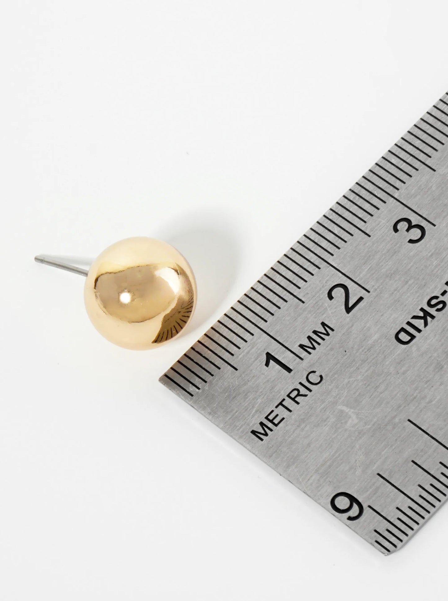 Polished Metal 12mm Brass Ball Stud Earrings