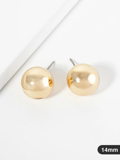 Polished Metal 14mm Brass Ball Stud Earrings
