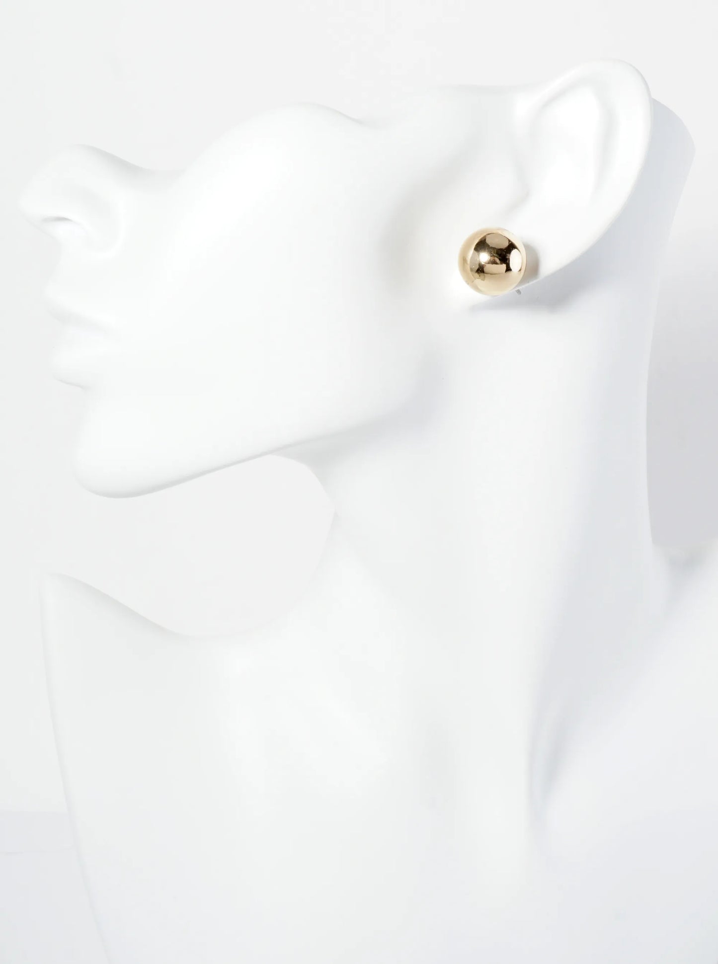 Polished Metal 14mm Brass Ball Stud Earrings