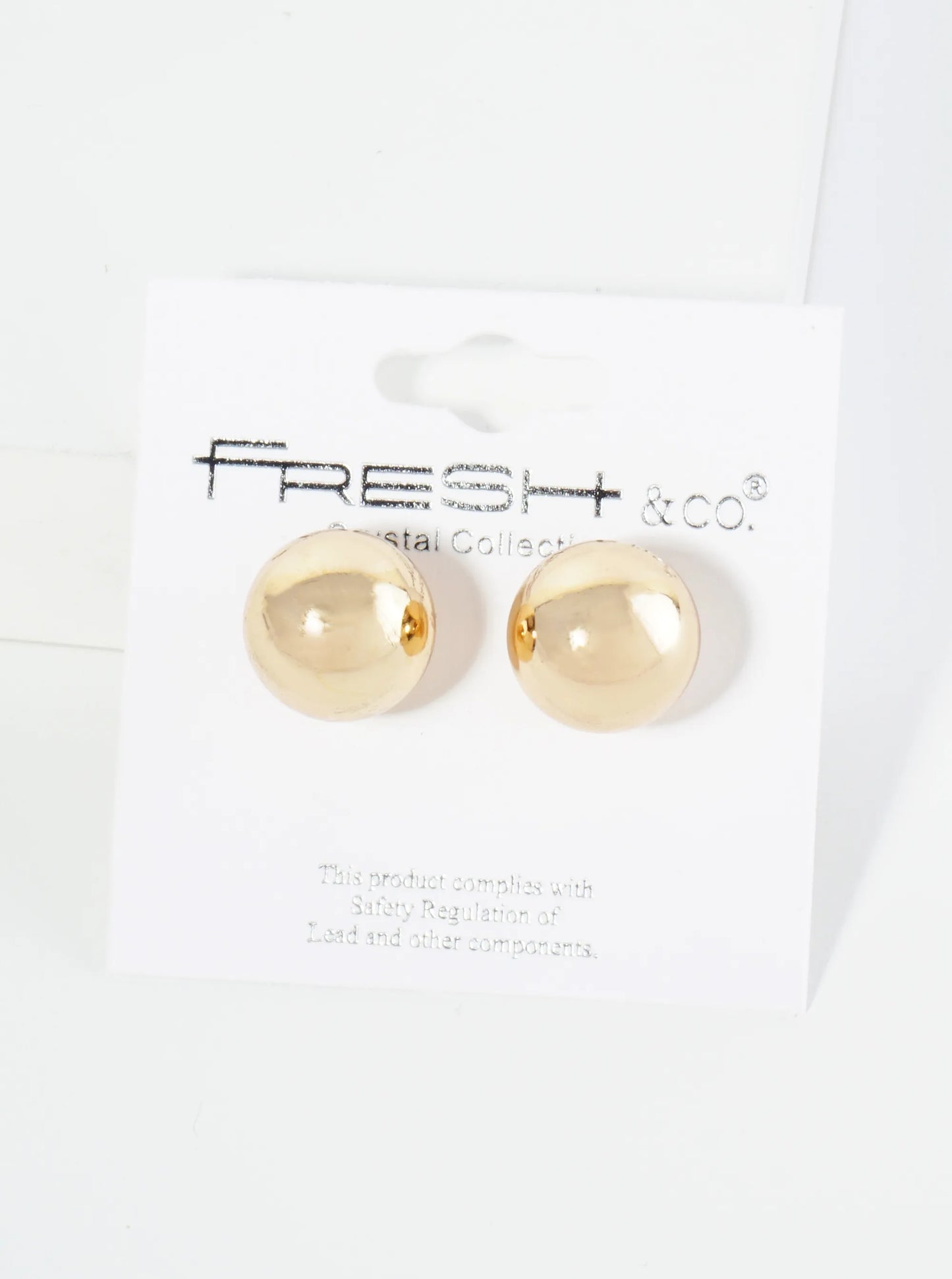 Polished Metal 14mm Brass Ball Stud Earrings