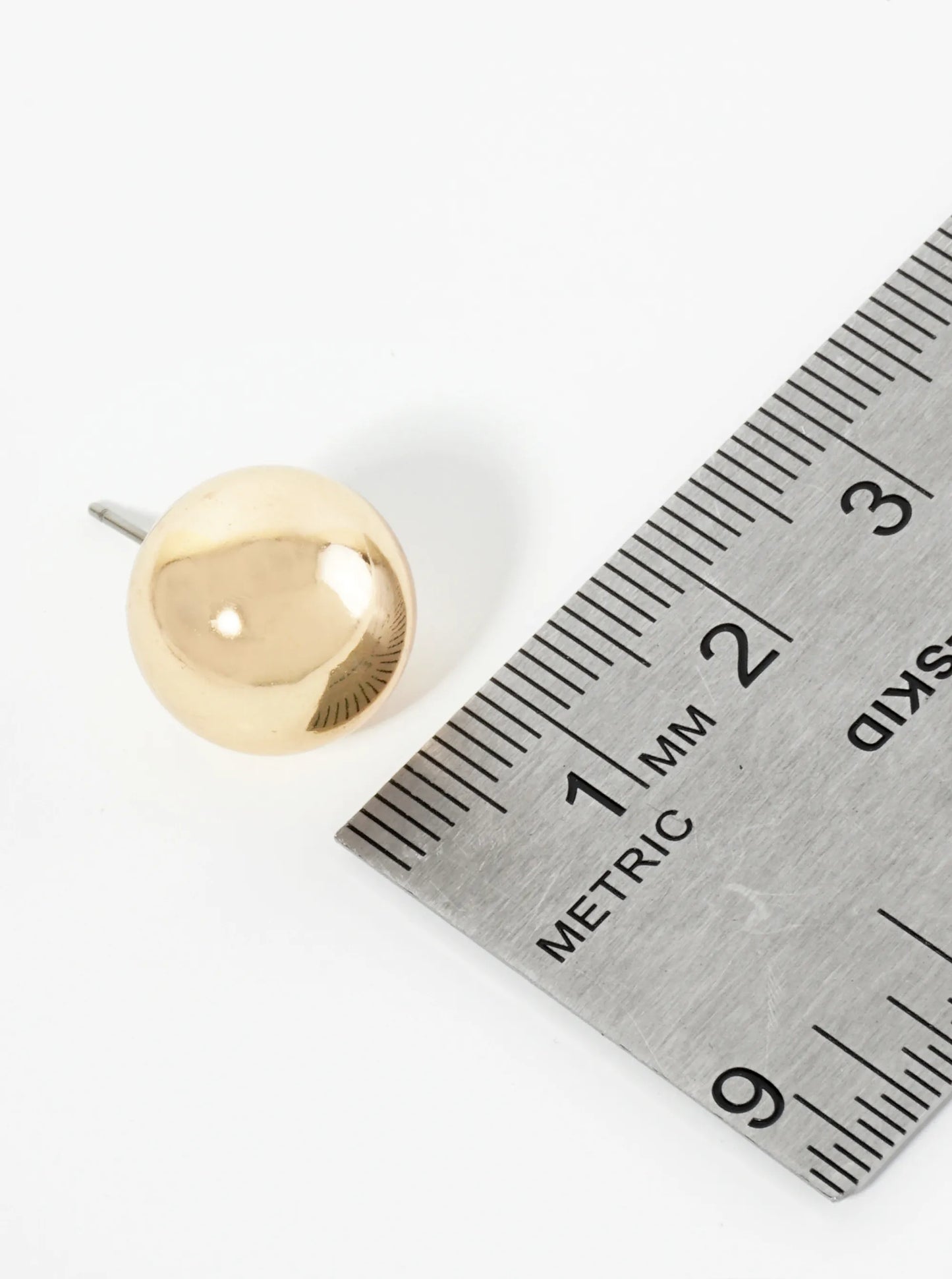 Polished Metal 14mm Brass Ball Stud Earrings
