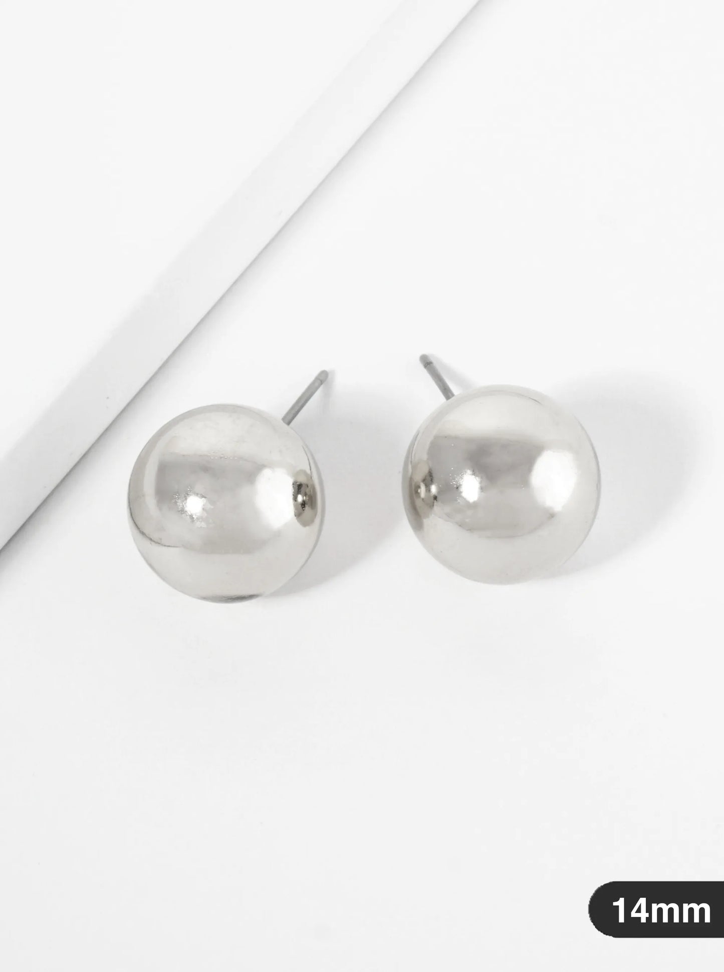 Polished Metal 14mm Brass Ball Stud Earrings