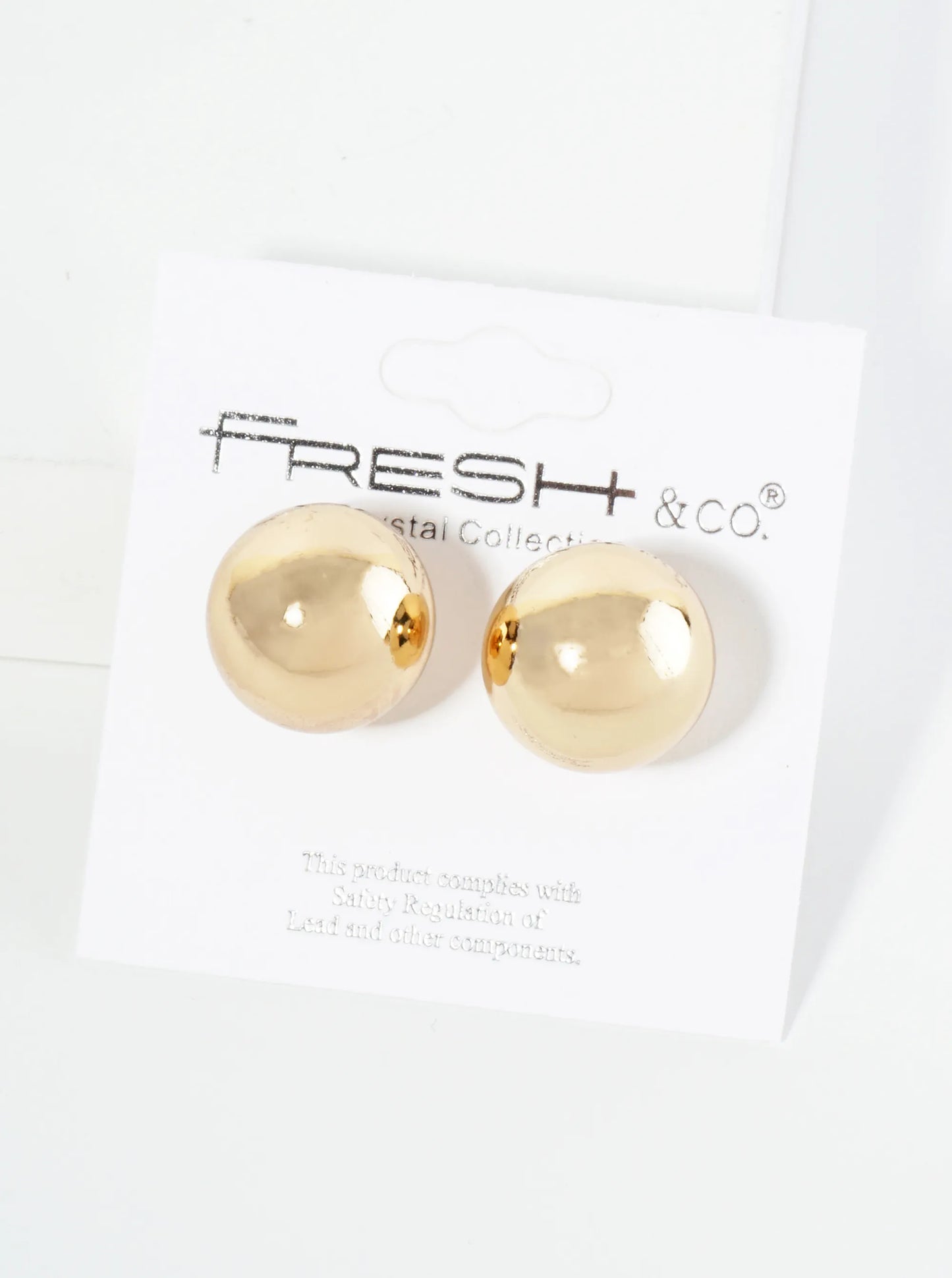 Polished Metal 16mm Brass Ball Stud Earrings